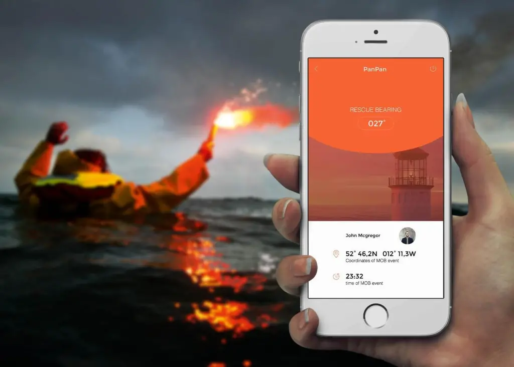 PanPan works with any smartphone or tablet to alert the user to a man overboard situation