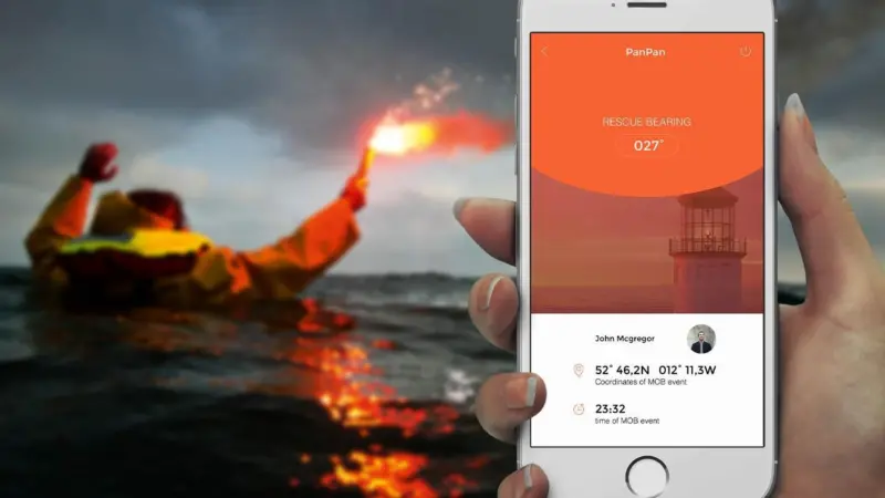 PanPan works with any smartphone or tablet to alert the user to a man overboard situation
