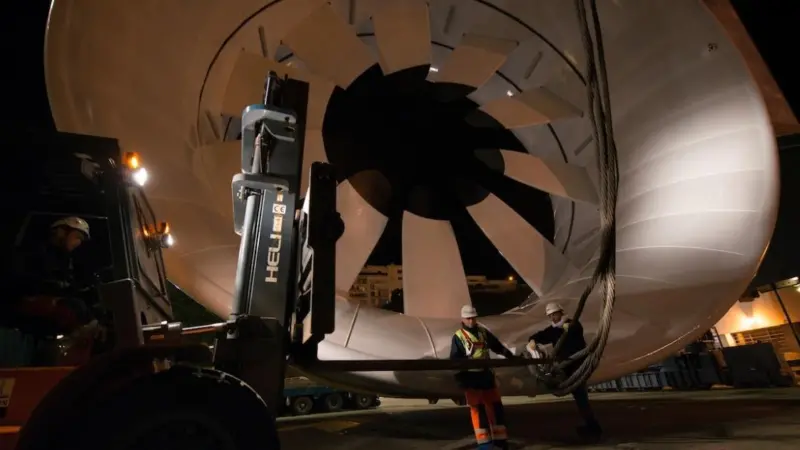 The Signature500 current profiler (located top right) is dwarfed by the huge dimensions of the tidal turbine