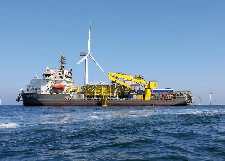 Boskalis cable laying vessel at work
