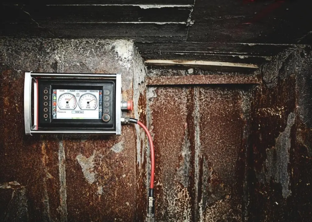 This remotely controlled robot was fitted with a disconnectable power control module