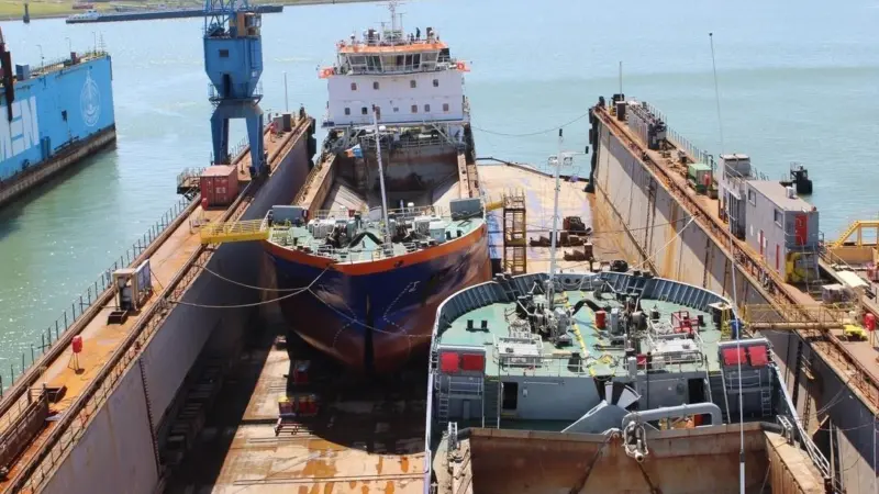 Damen Shiprepair Vlissingen handled the two sister vessels in its floating dock which