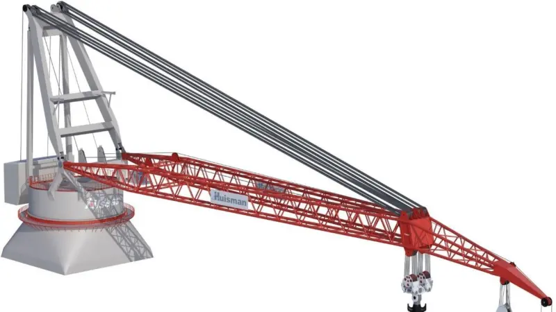 A rendering of the 5000mt tub mounted crane for 'Pioneering Spirit'