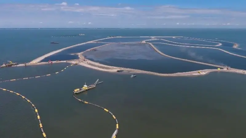 Boskalis vessels hard at work at the Marker Wadden nature restoration project, Markermeer, Netherlands