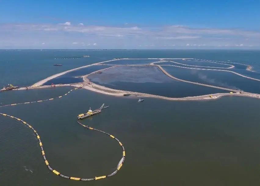 Boskalis vessels hard at work at the Marker Wadden nature restoration project, Markermeer, Netherlands