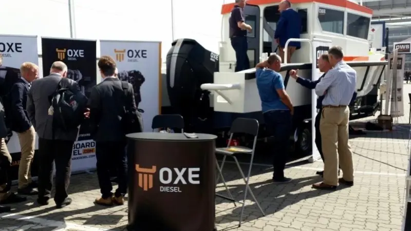 The OXE engine was displayed in one of SMM’s few outdoor locations