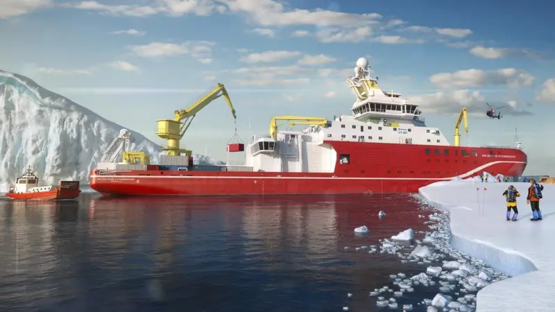 Artist impression of 'RRS Sir David Attenborough', the UK’s largest and most advanced multi-disciplinary  research vessel being built by Cammell Laird