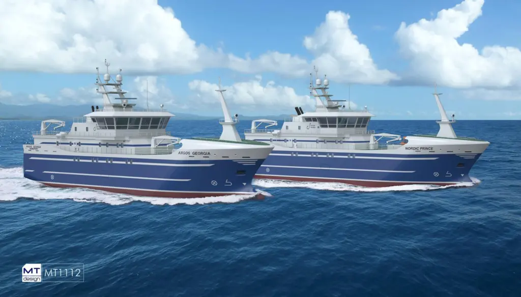 Each vessel will be equipped with two Palfinger Marine knuckle boom cranes, one A-frame fast rescue boat davit and one fast rescue boat
