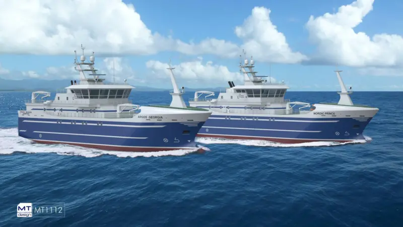 Each vessel will be equipped with two Palfinger Marine knuckle boom cranes, one A-frame fast rescue boat davit and one fast rescue boat