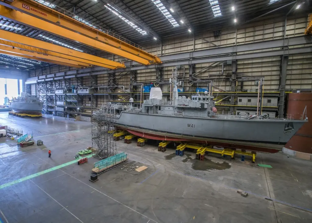 'HMS Quorn' and 'HMS Atherstone' inside the new Minor War Vessels Centre of Specialisation at Portsmouth Naval Base