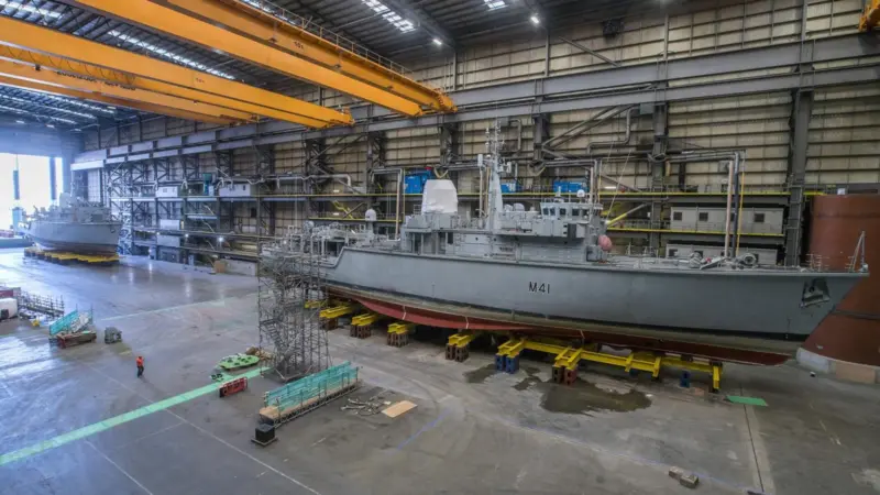 'HMS Quorn' and 'HMS Atherstone' inside the new Minor War Vessels Centre of Specialisation at Portsmouth Naval Base