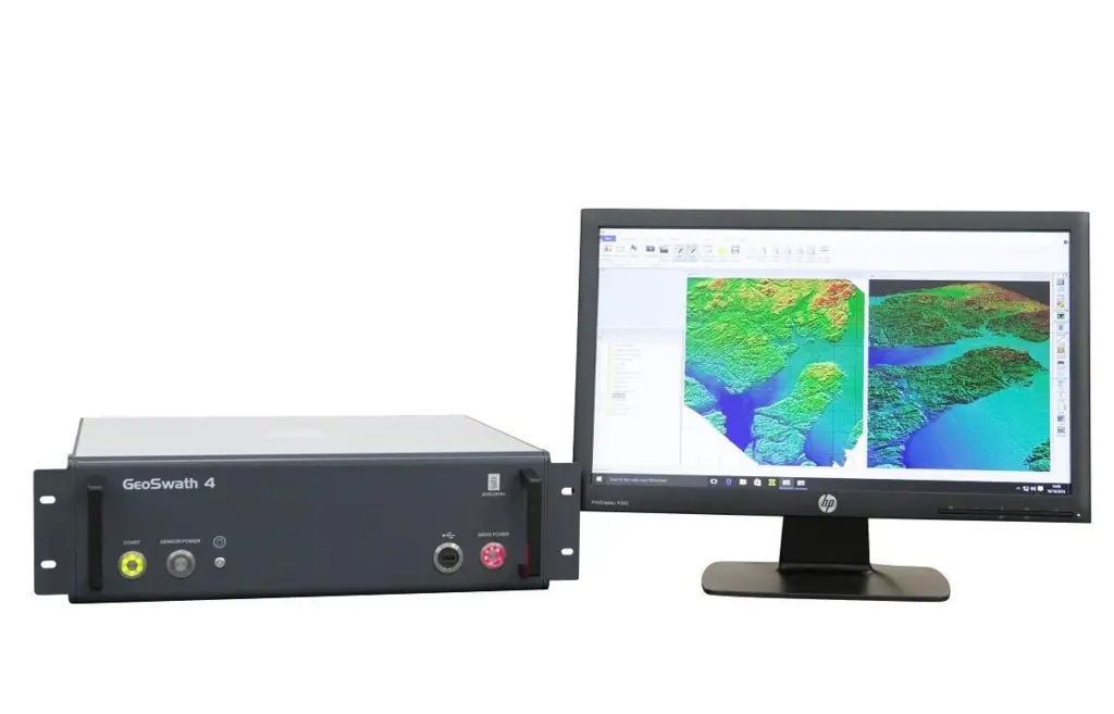 New look deck unit of Kongsberg Maritime’s latest GeoSwath 4 shallow water multibeam sounder