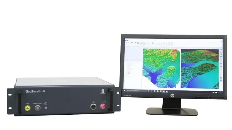 New look deck unit of Kongsberg Maritime’s latest GeoSwath 4 shallow water multibeam sounder