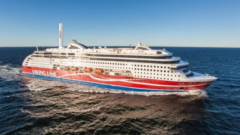 How the 24m Norsepower rotorsail will look on the 'Viking Grace'