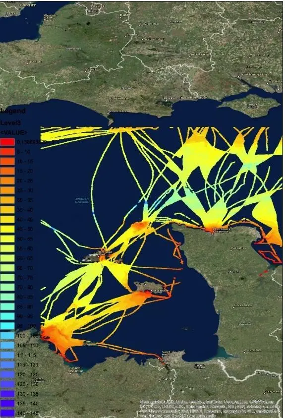 A plot of the recorded data for the Channel Island sea area