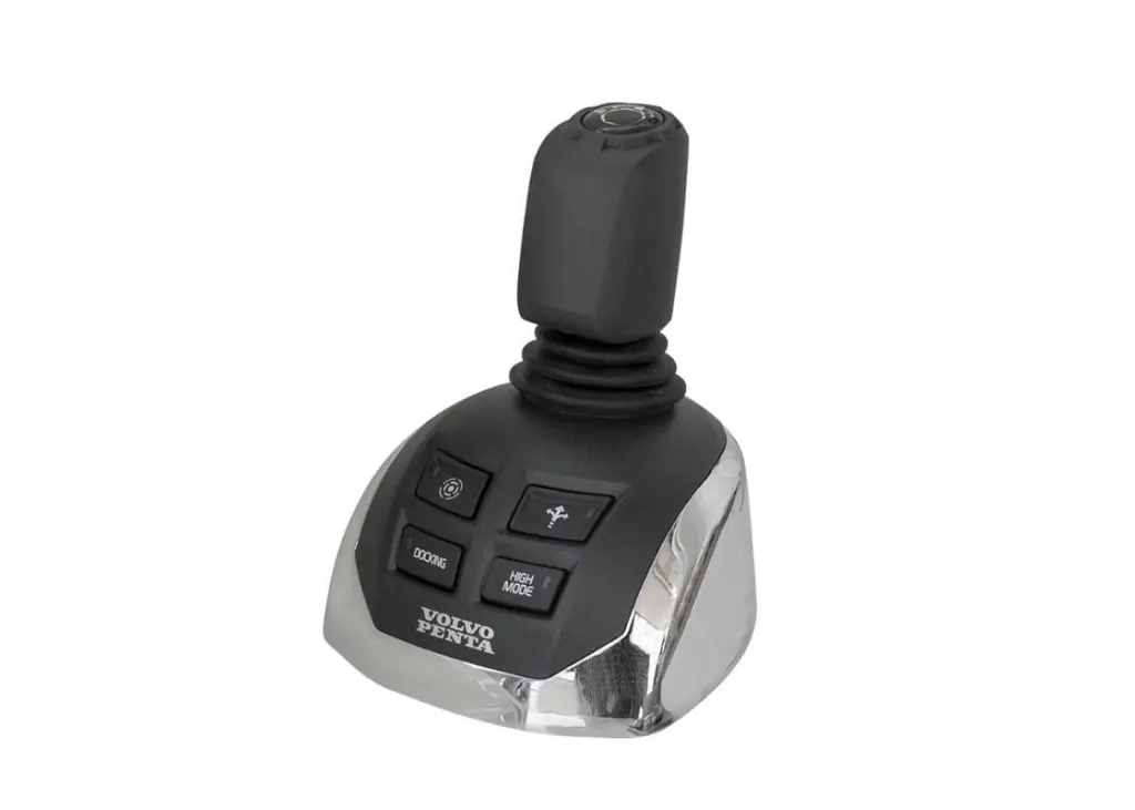 This new joystick control for inboard engines can be fully integrated into the boat’s electronic systems