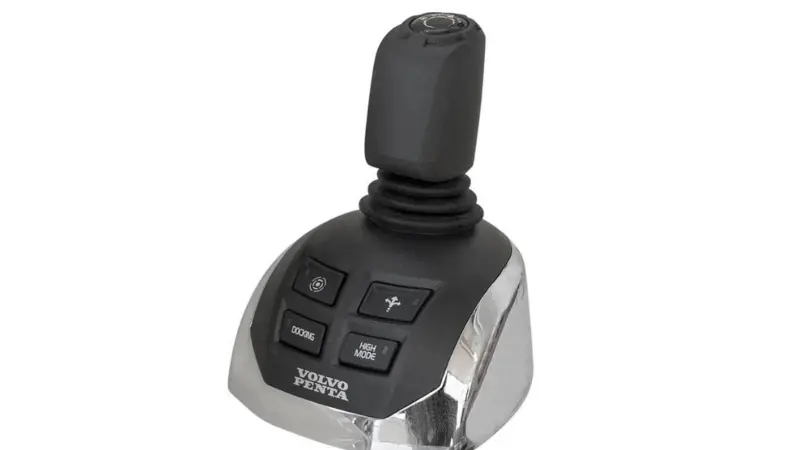 This new joystick control for inboard engines can be fully integrated into the boat’s electronic systems
