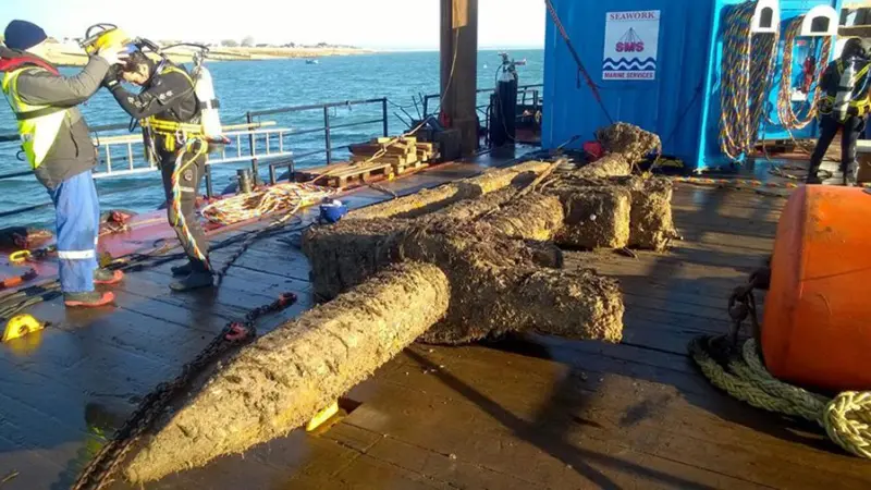 Recovered debris on the deck of the 'Stour' (Jenkins Marine)
