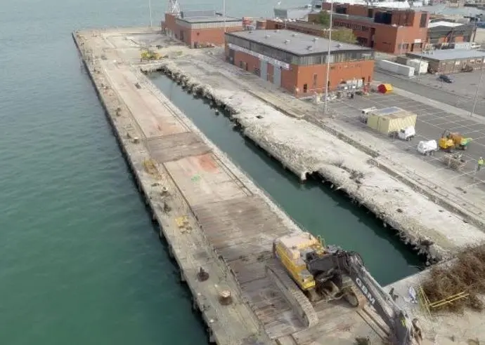 Aerial view of ‘The Princess Royal Jetty’ under construction