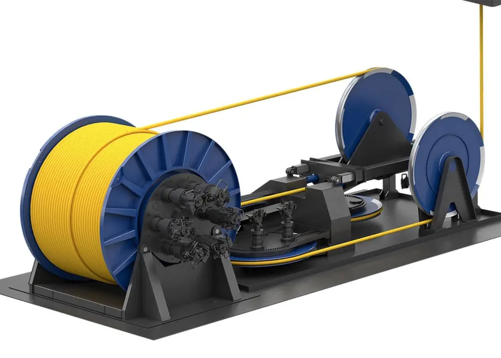 Different sheaves on the Rolls-Royce fibre rope deck kit keep tension at a constant by using a cable traction control unit (CTCU)