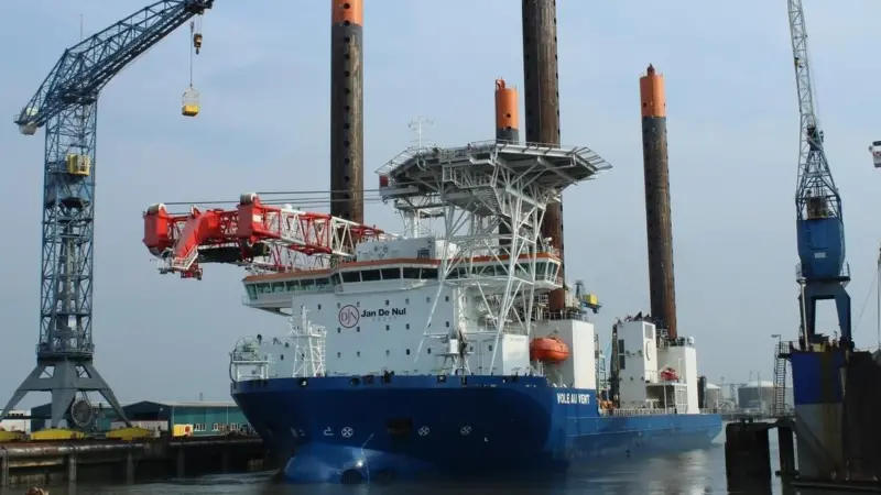 The jack-up vessel 'Vole au vent' at Damen Shiprepair Vlissingen