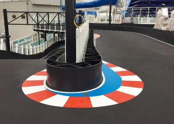 The race track is located on the ship's upper decks, 18 and 19