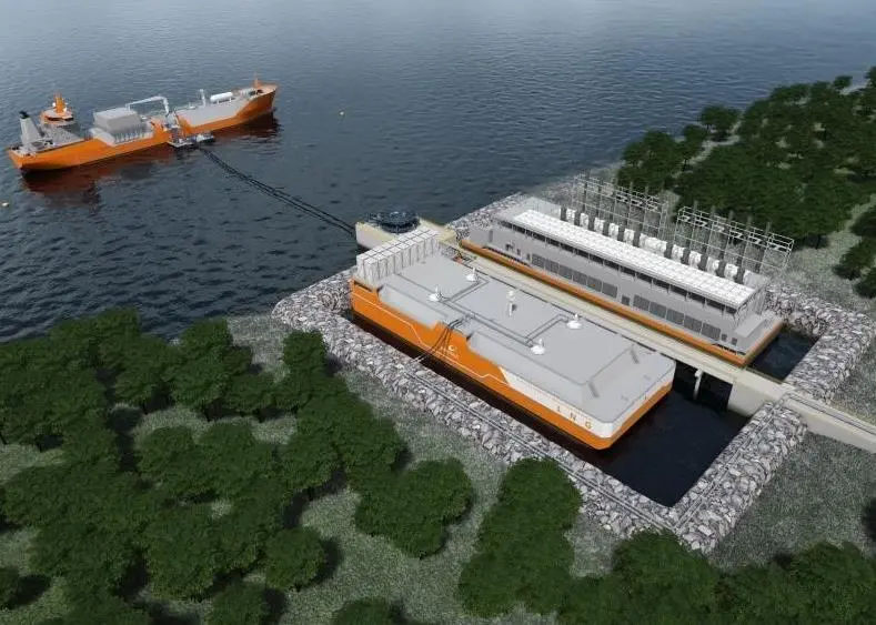 Landlocked barge and LNG connection with floating hoses