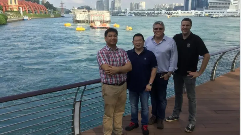 SIT 250 tidal platform located in front of Sentosa Boardwalk, Singapore, and project partners