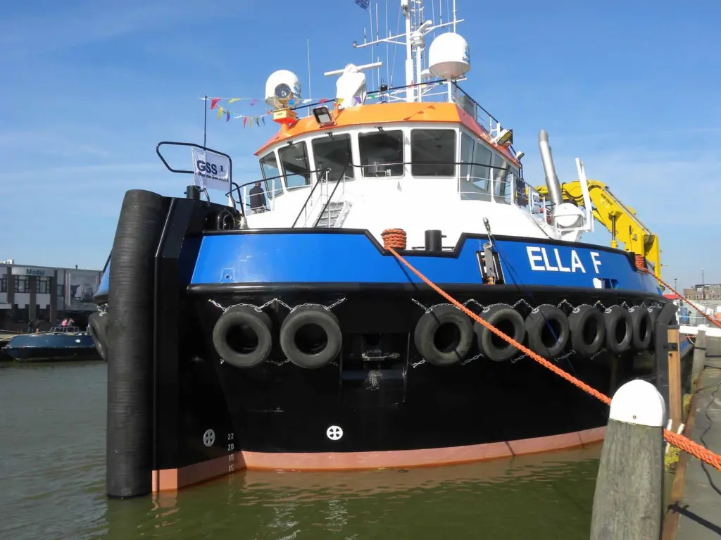 The Neptune Shipyards-built tug has a substantial push bow (Tugs Towing & Offshore Newsletter)