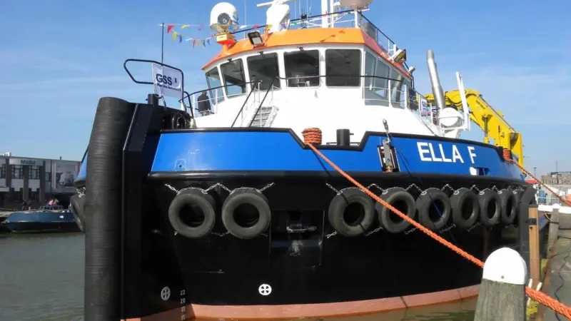 The Neptune Shipyards-built tug has a substantial push bow (Tugs Towing & Offshore Newsletter)