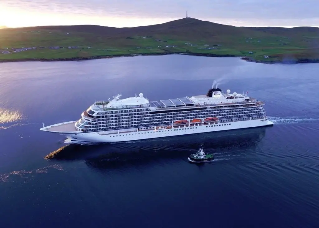 'Viking Star will be the first cruise ship to berth at Lerwick Port Authority’s new deep-water quay at Holmsgarth  (Photo: Rory Gillies, Shetland Flyer)