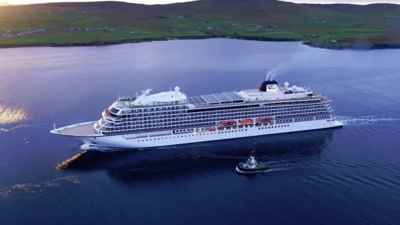 'Viking Star will be the first cruise ship to berth at Lerwick Port Authority’s new deep-water quay at Holmsgarth  (Photo: Rory Gillies, Shetland Flyer)