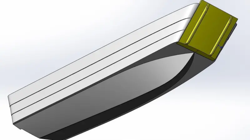 Coulam V29 hull has a fine entry and also keeps the bow door above water level