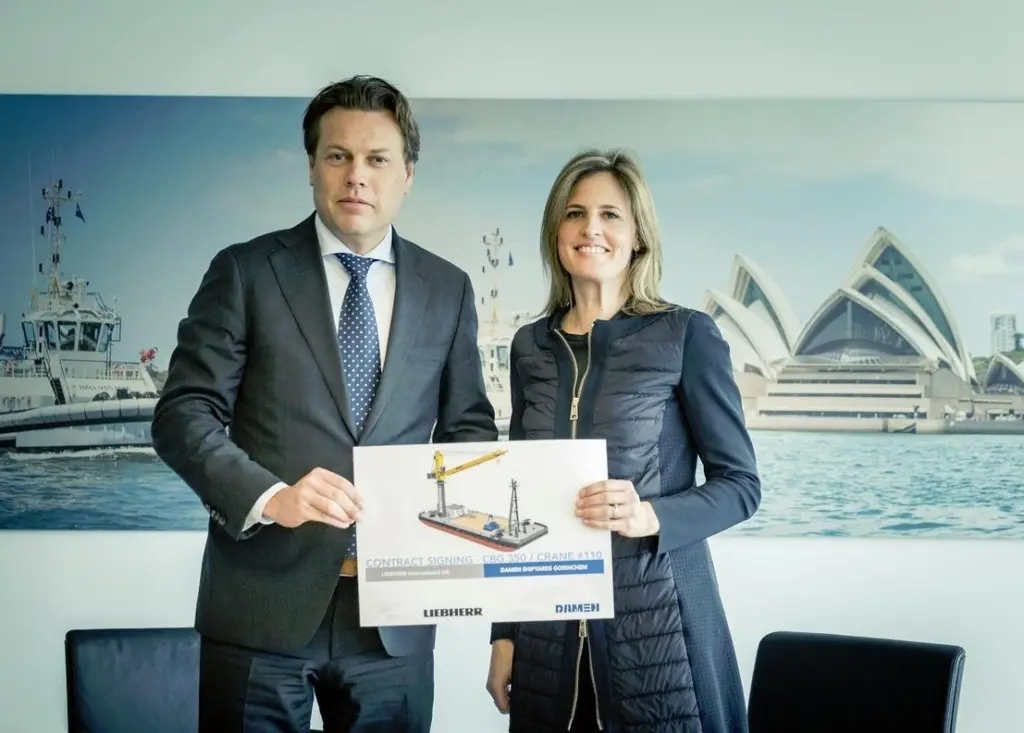 Arnout Damen (CCO, Damen Shipyards Group) and Patricia Rüf (Member of the board of Liebherr-International) AG