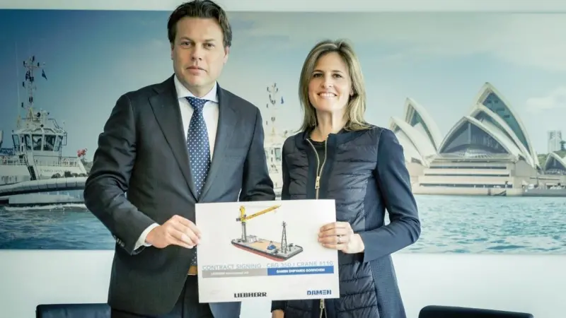 Arnout Damen (CCO, Damen Shipyards Group) and Patricia Rüf (Member of the board of Liebherr-International) AG