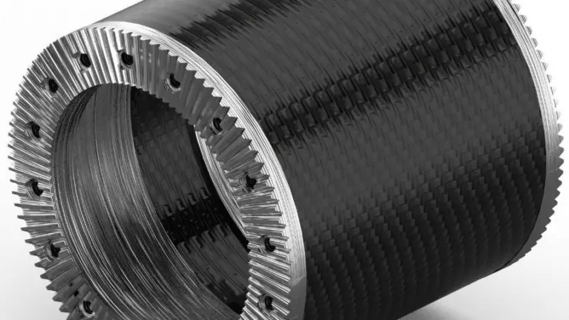 The centre shaft section and flanges are connected using a Hirth face spline