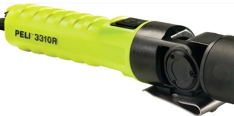 Peli's 3310R-RA LED torch includes a removable right angle adapter accessory