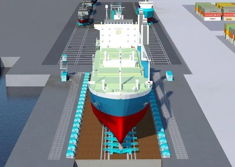 The Syncrolift is essentially a large elevator for lifting ships from sea level to land level