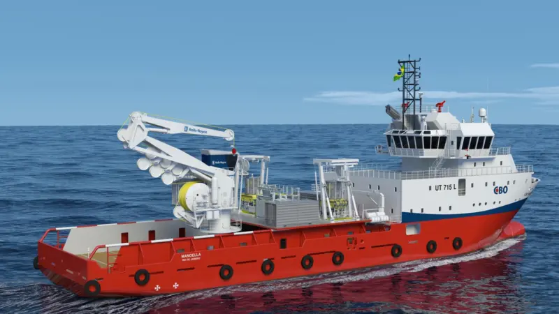 The CBO vessel will have a dual draglink, wire-and-fibre crane