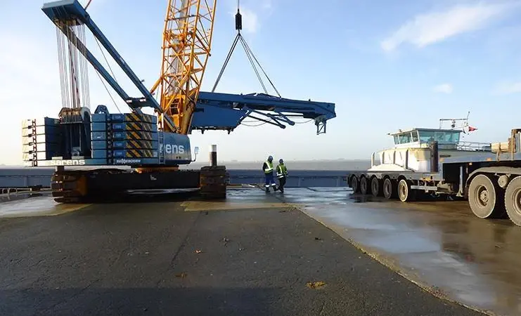 Heavy handling at revamped Port Knock pier (Photo: AG EMS).
