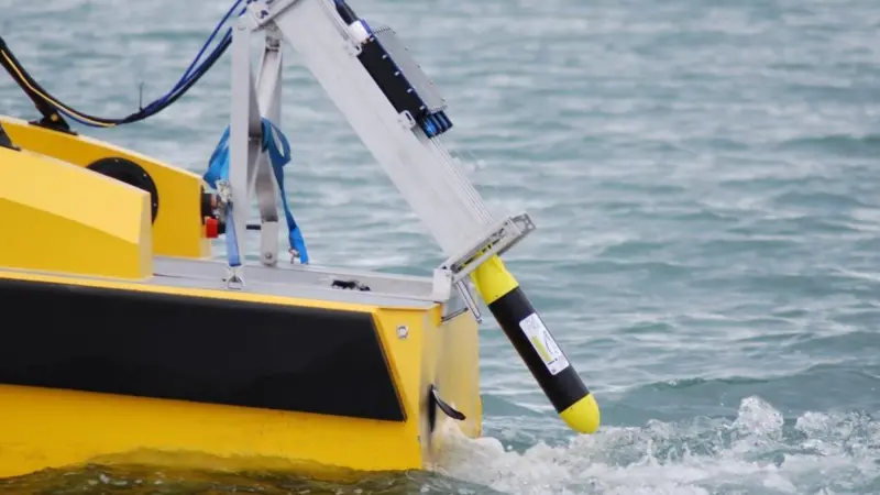 AUVs were launched autonomously from three launch tubes mounted on the stern of an ASV C-Worker-5