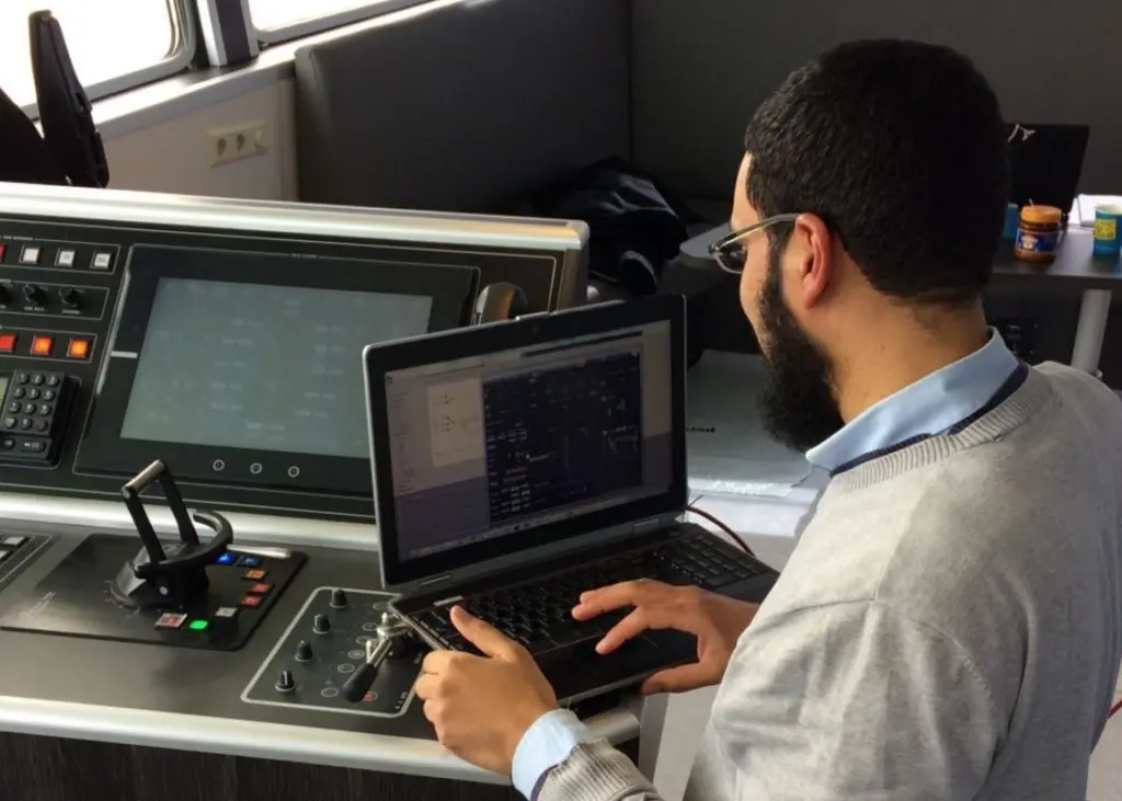 The Rhodium DPT4500 Dynamic Positioning and Tracking System being commissioned onboard
