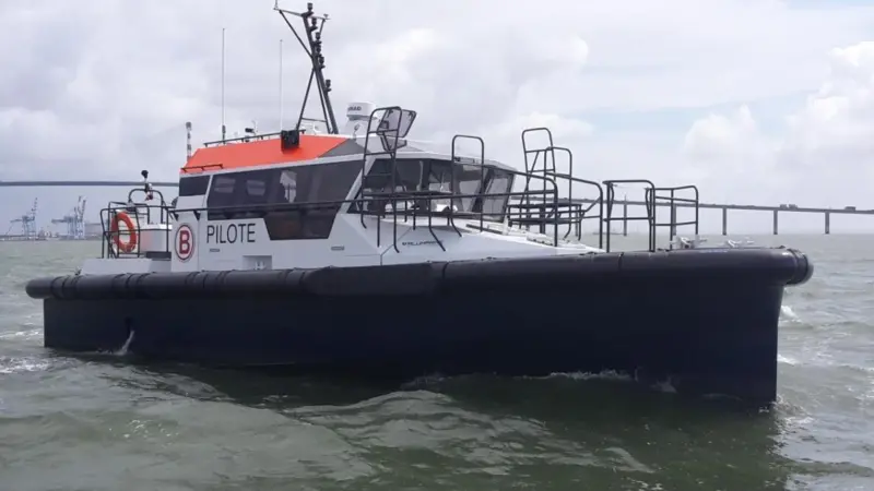 Heavy duty coated foam fendering is fitted for hull protection and on the foredeck there are pilot boarding rails and ladders on both sides