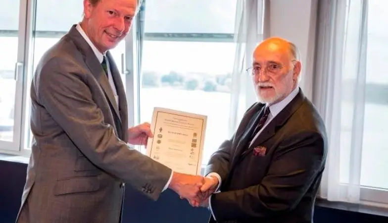From Right: Trevor Blakeley, RINA/ CEMT and René Berkvens, Chief Executive of Damen Shipyards Group