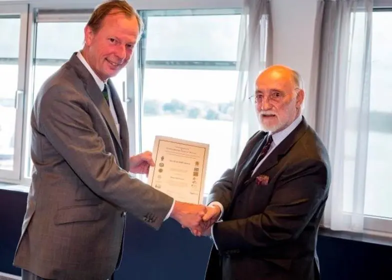 From Right: Trevor Blakeley, RINA/ CEMT and René Berkvens, Chief Executive of Damen Shipyards Group