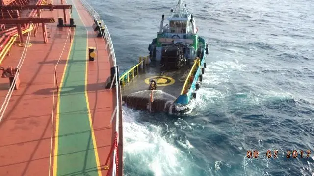 A towage connection is established with  'VSC Poseidon' (Tsavliris)