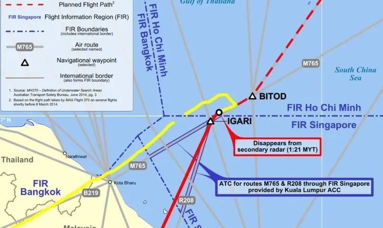 Malaysia Airlines MH370 flight path