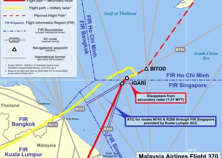 Malaysia Airlines MH370 flight path