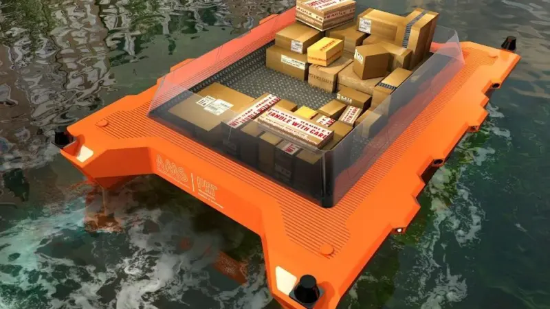 This project imagines a fleet of autonomous boats for the transportation of goods and people that can also cooperate to produce temporary floating infrastructure
