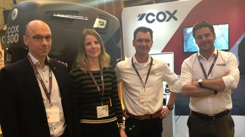 L-R, Piet de Wolf, Laurina van der Maas, Martin Wijs of De Wolf and Joel Reid, Global Sales Director, Cox Powertrain